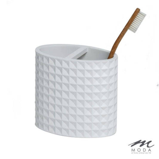 Moda at Home Enterprises, Ltd - Braemar Toothbrush Holder Resin: White