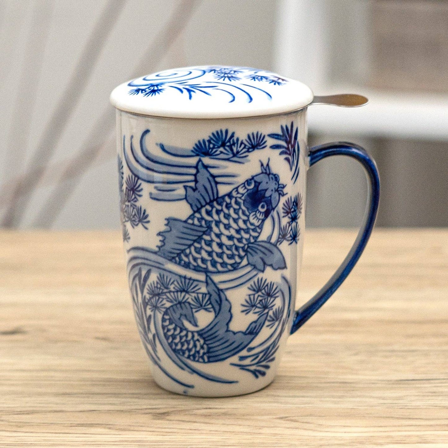 Urban Tokyo - Koi Fish Design 15oz Tea Mugs with Lid and Infuser for Loose Leaf Tea (4/32)