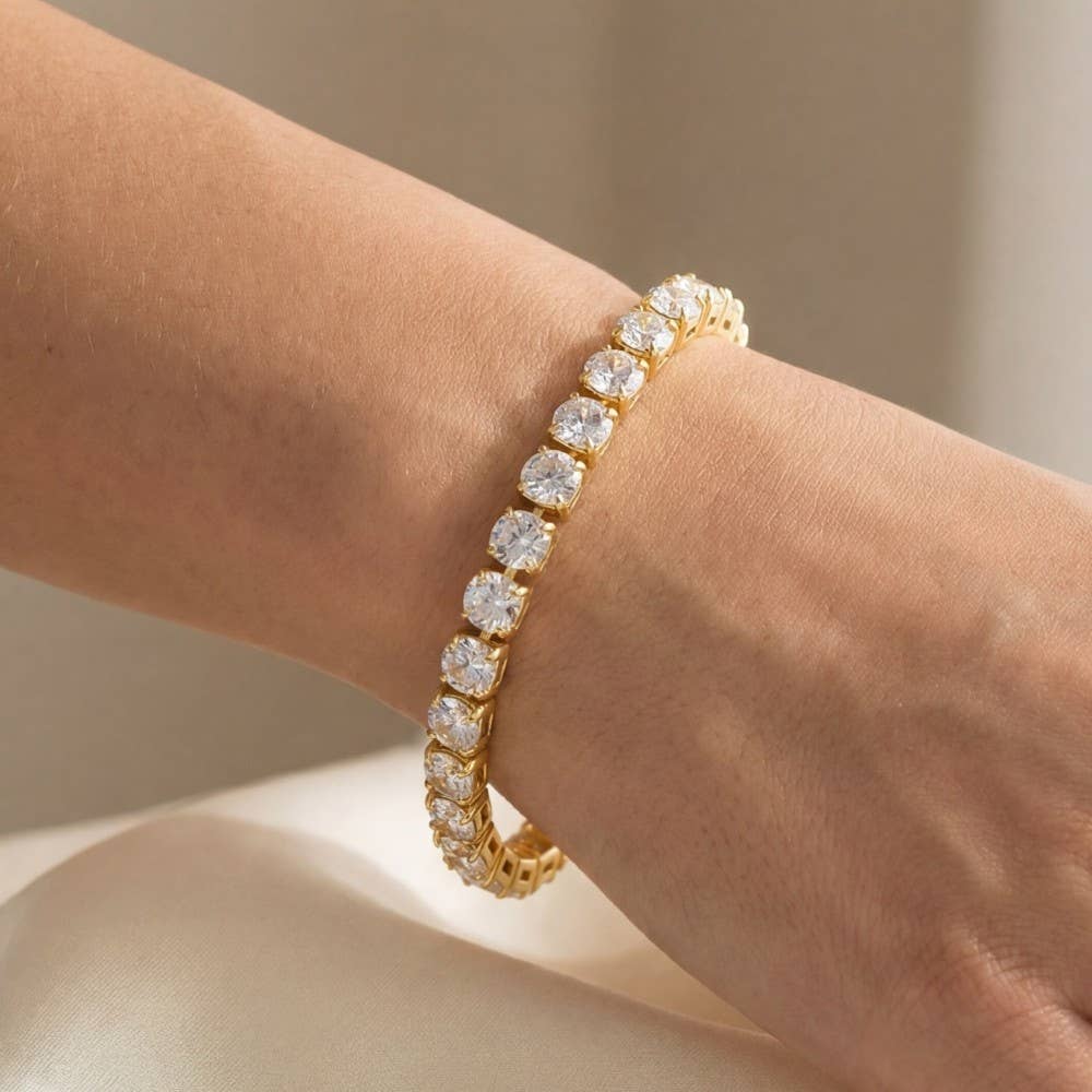 The Looks by Fame Accessories - Cz Studded Linked Bracelet: G