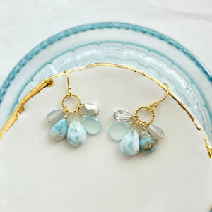 a.v. max - Semi Precious Cluster Earrings: Natural/Blue