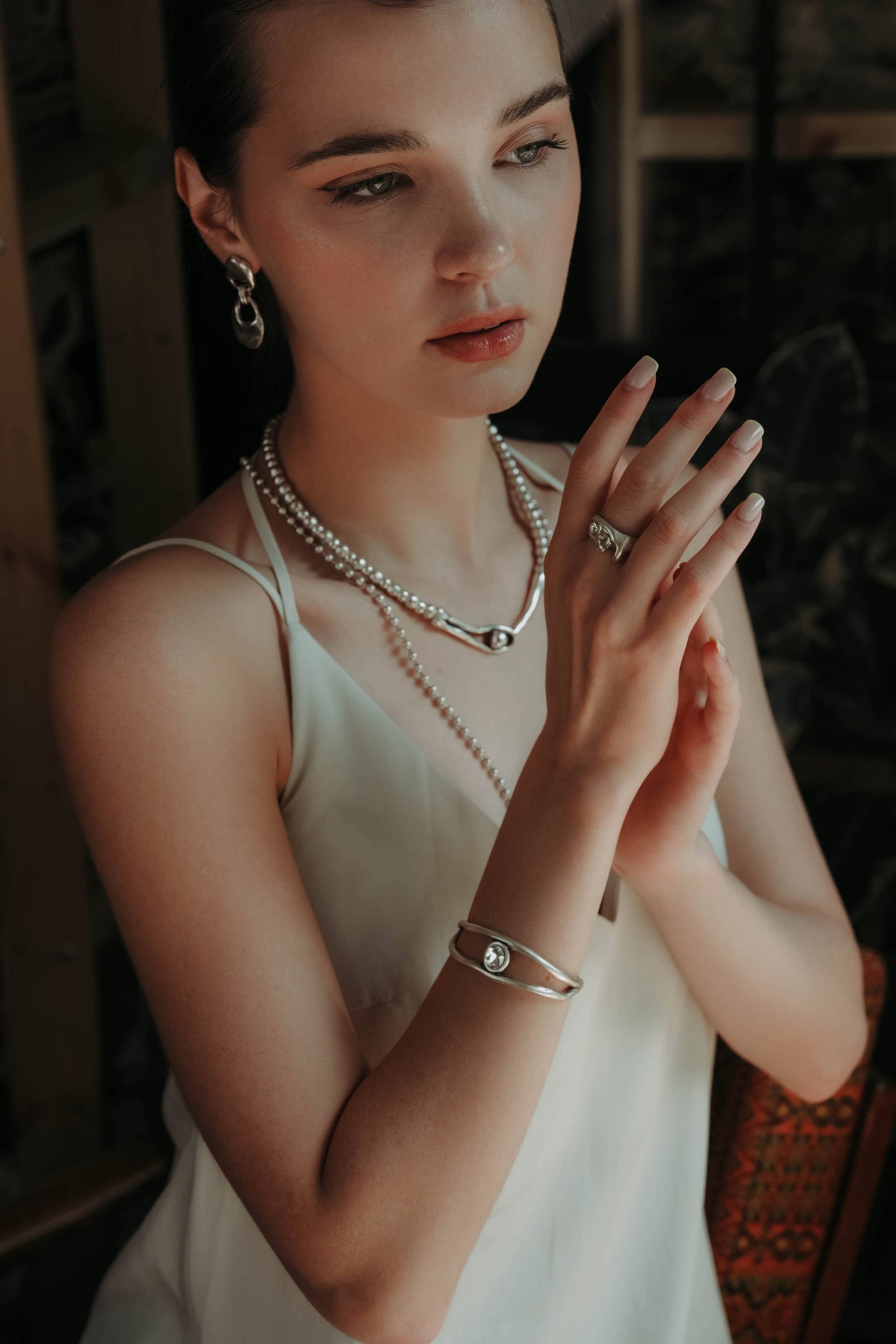 Chanour - Handmade Crystal Pewter Bracelet - 2834