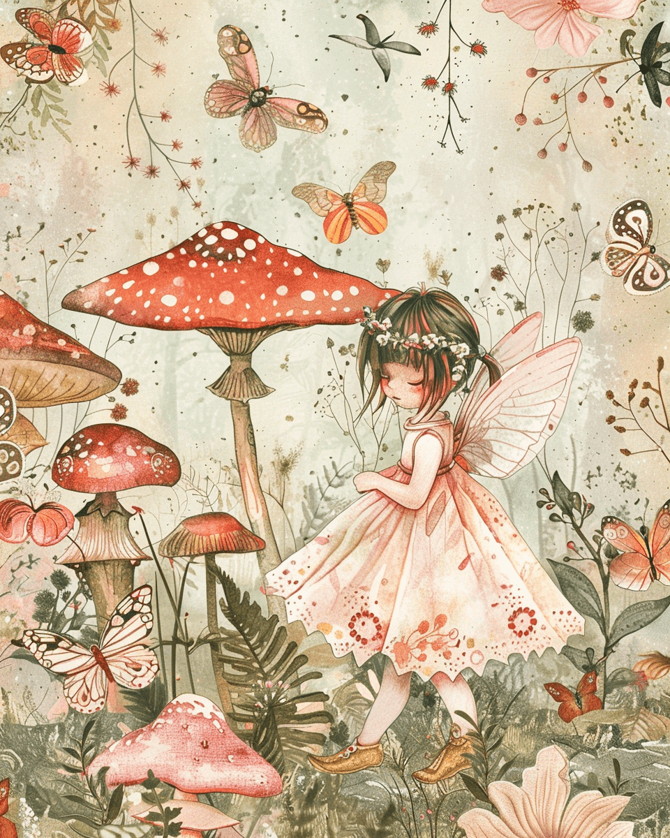 Mowbi - Vintage Fairy Mixed Media 8"x10" Art Print
