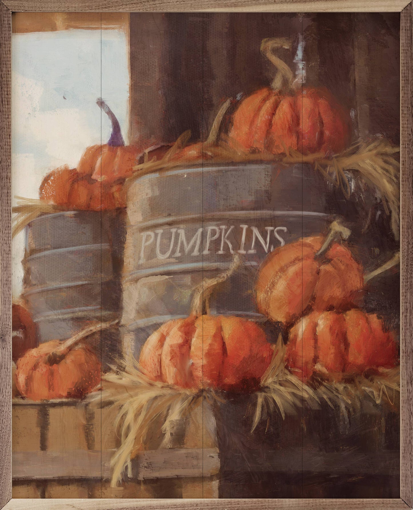 Kendrick Home - Vintage Pumpkins 3 Cans By Nina Blue: 8 x 10 x 1.5