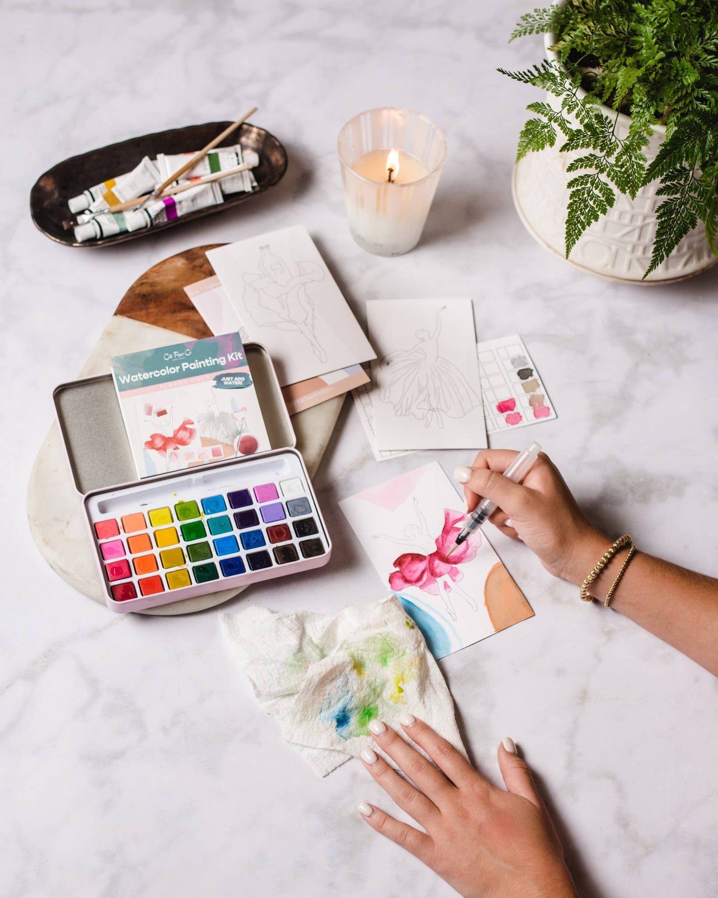 Cate Paper Co. - Flower Girls watercolor painting kit