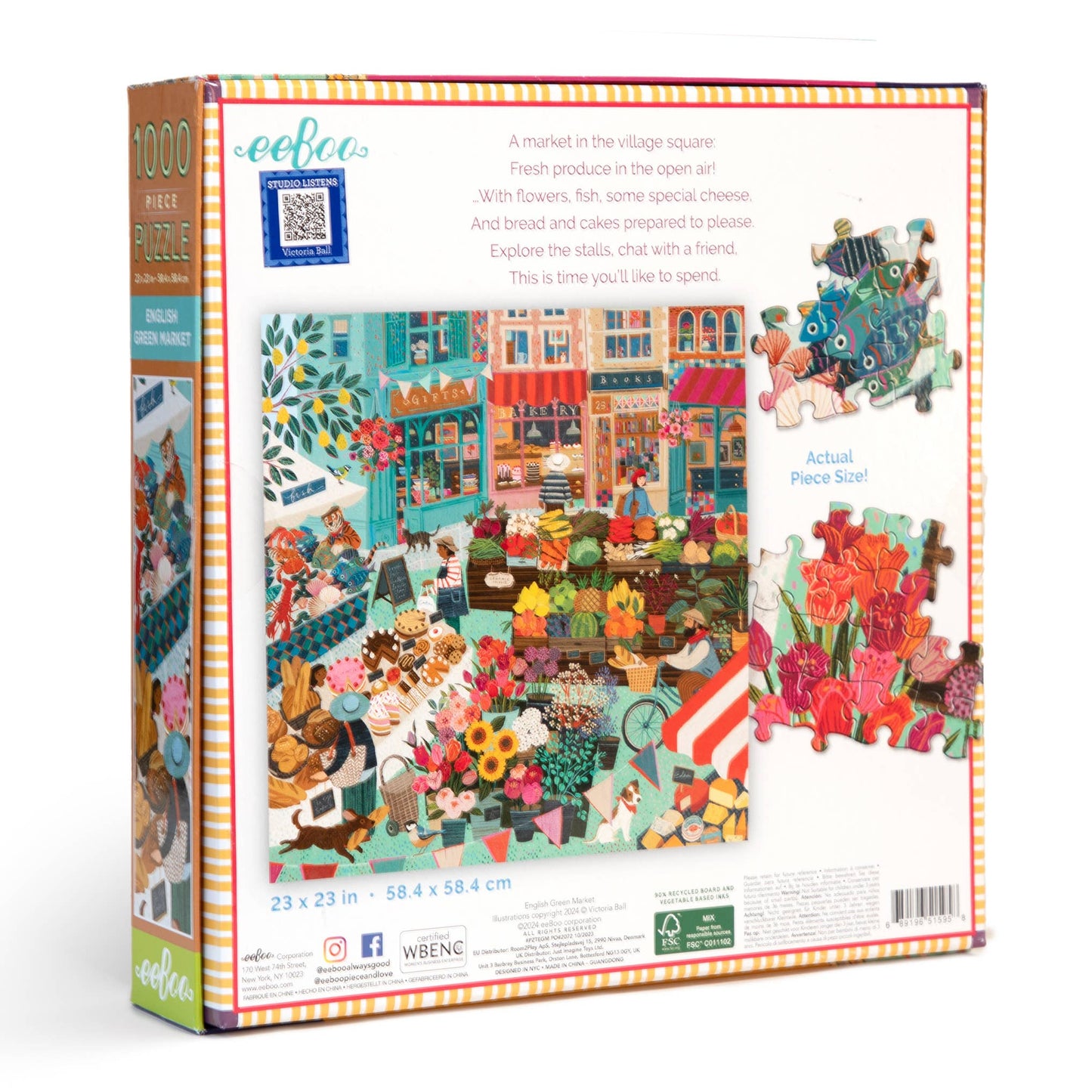 eeBoo - English Green Market 1000 Piece Square Puzzle