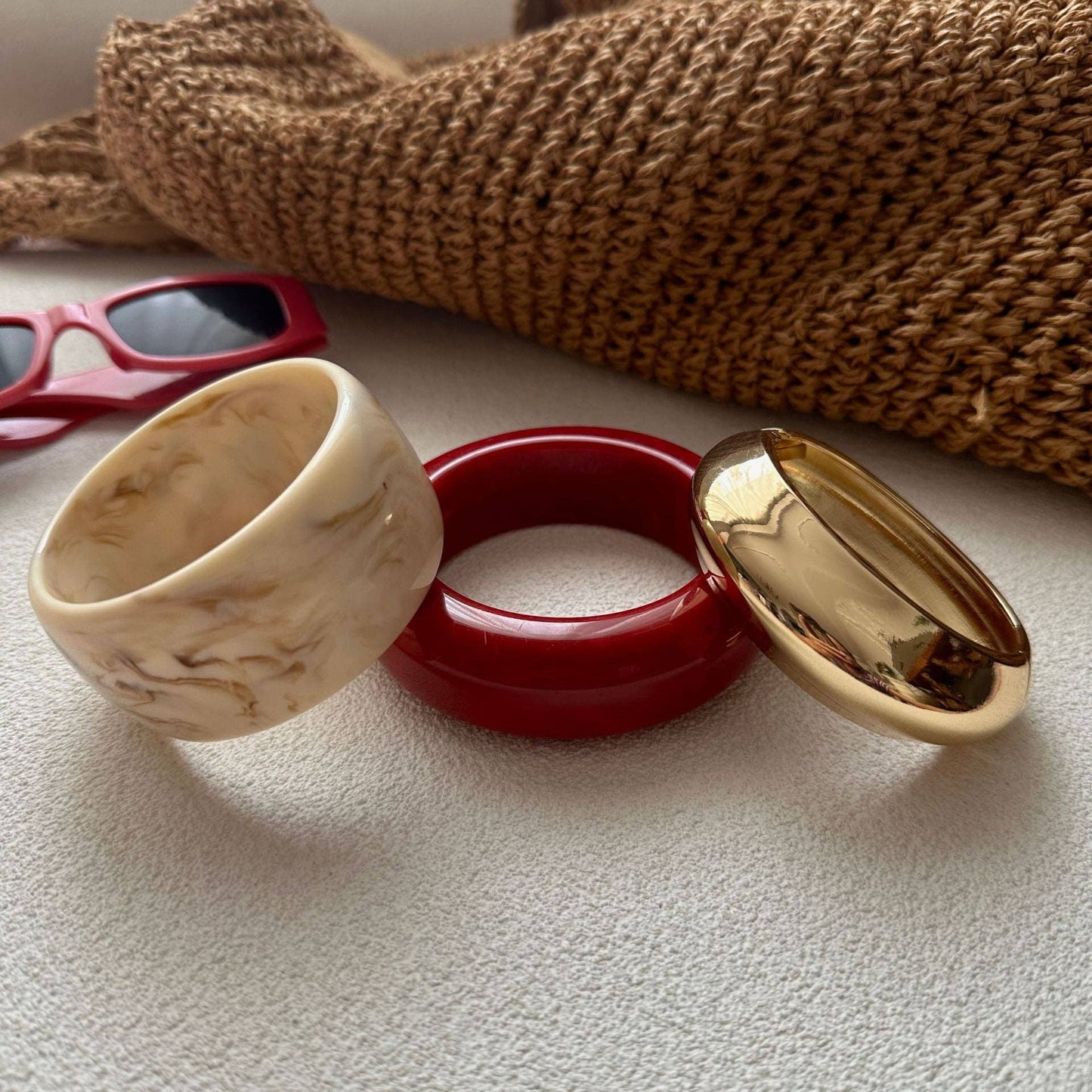 Dipped Shop - Vintage Punk Geometric Acrylic Bracelets DP25B592: Gold