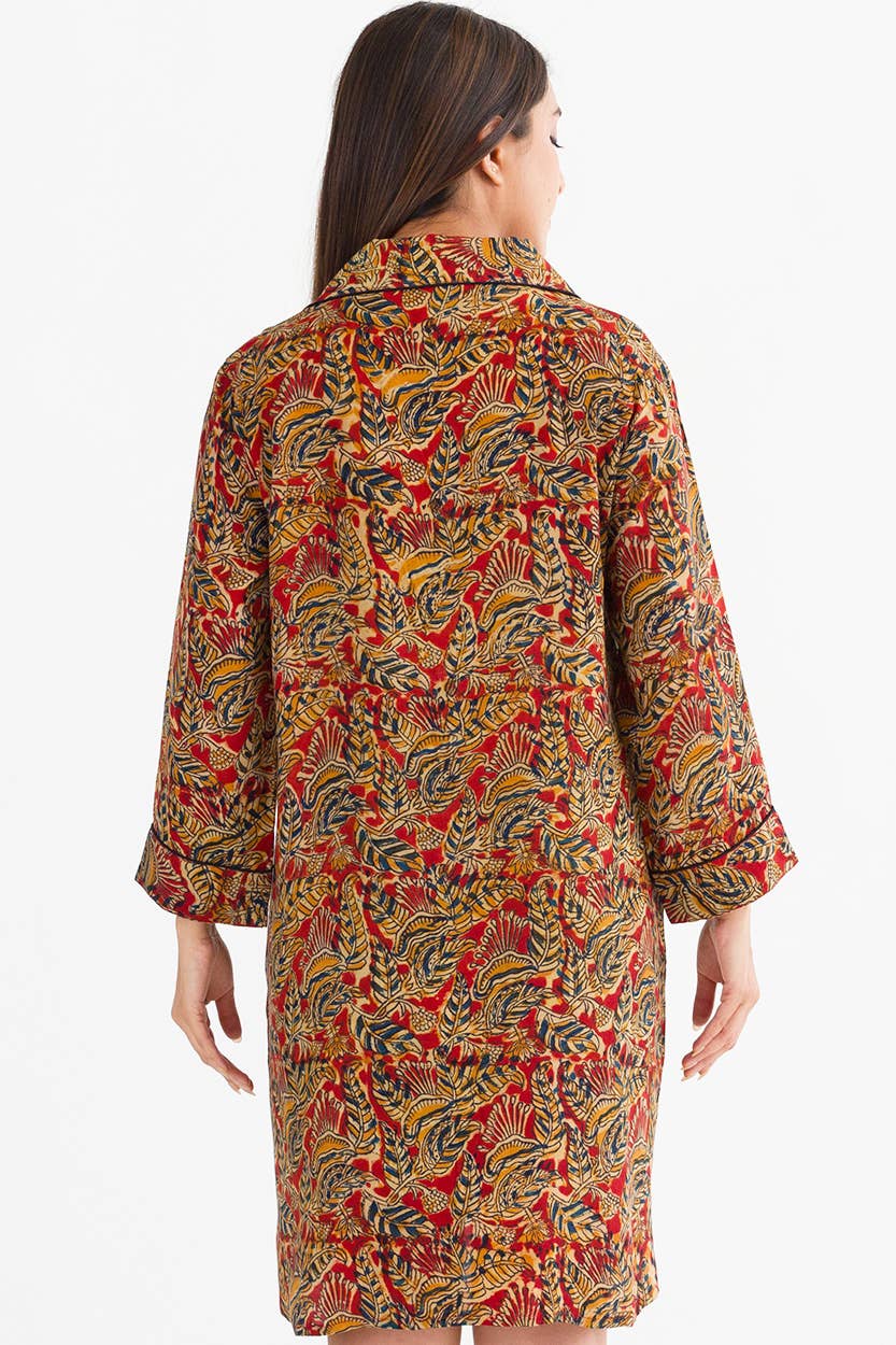 Sevya Handmade - Kalamkari Nightshirt: L/XL / Blue & Silver