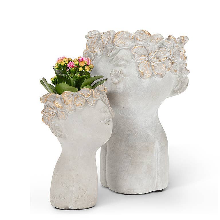 Abbott - Sm Kissing Face Planter w/Gold-7.5" H