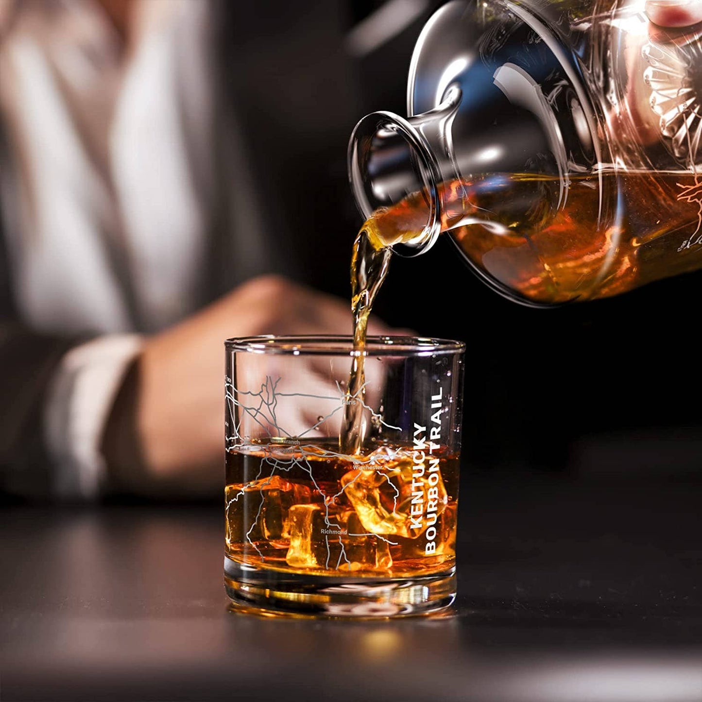 Old Southern Brass - Kentucky Bourbon Trail Decanter Whiskey Glass Gift Set