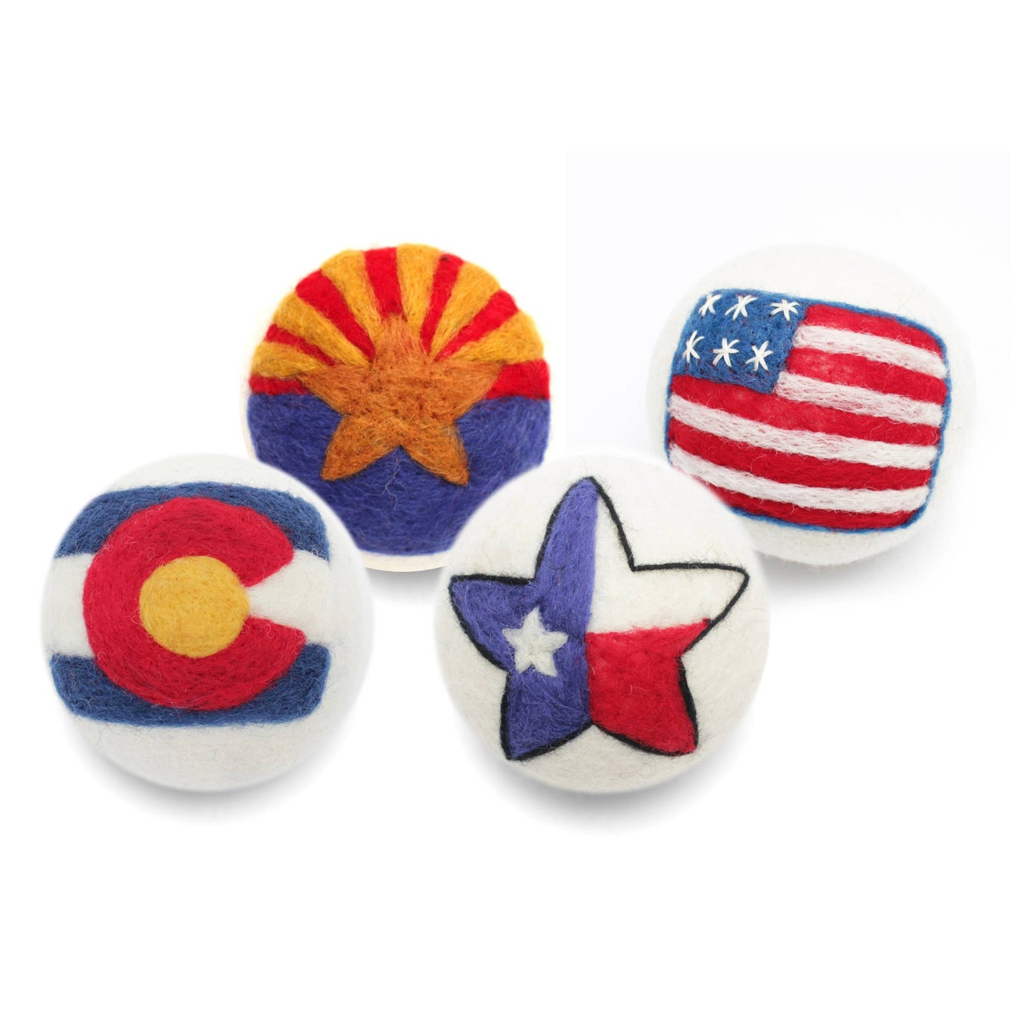 Ethical Global - Flags: (USA, CO, TX, AZ) Eco Wool Dryer Balls: USA