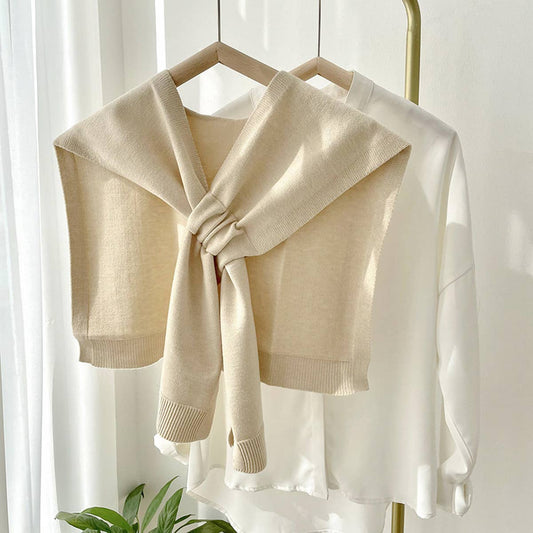 ACCITY - Solid Color Knitted Knotted Shawl – Casual & Cozy _CWASC0757: APRICOT1 / (OS) 2