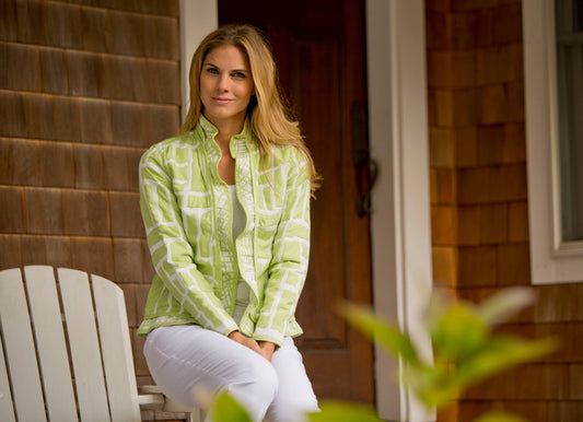 Trimdin - ARTISAN RUFFLE JACKET BRICKS & COBBLESTONE LIME: SMALL