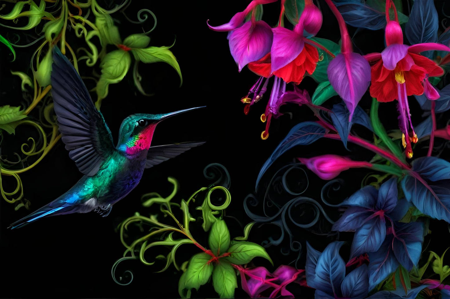 Wicked Cool Unicorn - Gothic Floral 5 x 7 Greeting Cards: 002