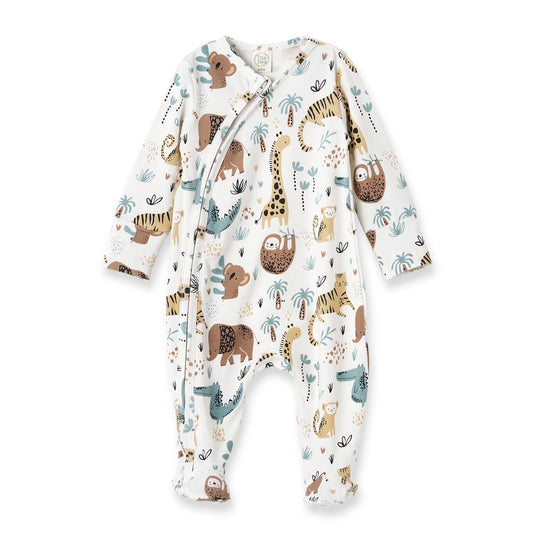 Tesa Babe - Jungle Jamboree Bamboo Zipper Romper: 9-12M
