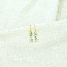 Load image into Gallery viewer, Schmuckoo Berlin - Double Drop Earring Gold Silver 925 - Blue Topaz