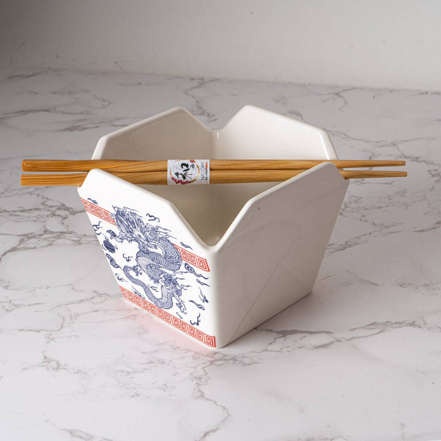 Urban Tokyo - 16oz 5"W x 4"H Takeout Box Serving Bowl With Chopsticks Dragon (1/24)