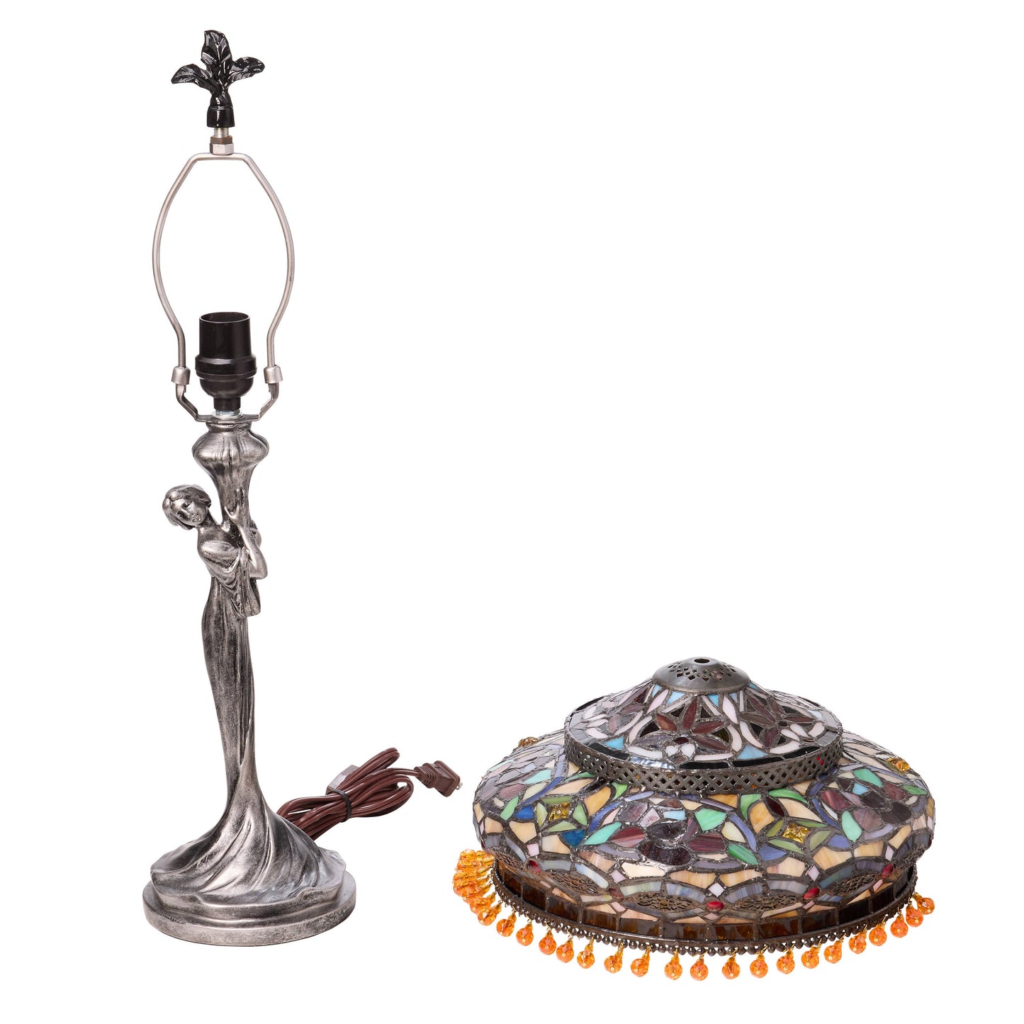 River of Goods - 24" Parisian Antique Silver Bell Shade Novelty Table Lamp