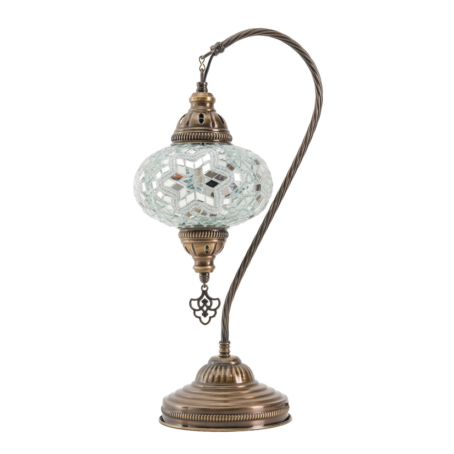 Mozaist LLC - Mozaist Handmade Turkish Mosaic Swan Table Lamp White