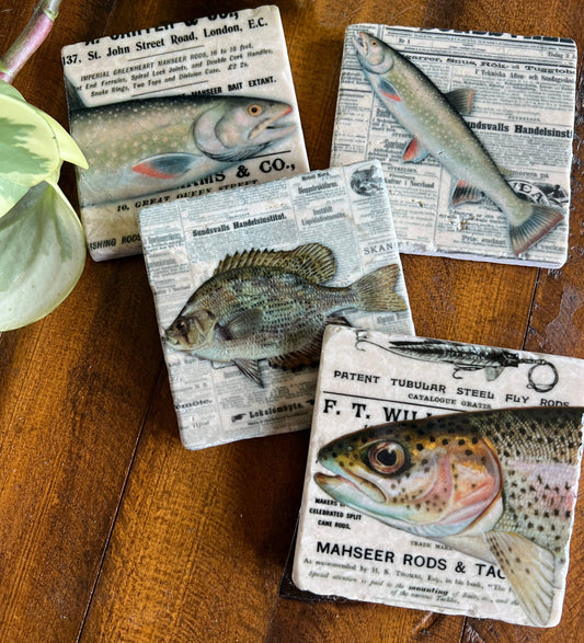 The Painted Lily - The Fisherman stone coasters - case of 4