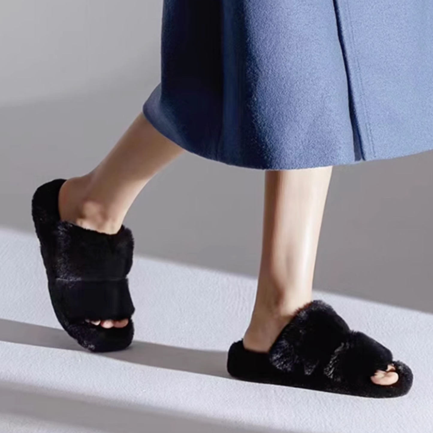 DrifWoo - Fuzzy Double Cross Slippers for Women's Cozy House Shoes: Brown / US 7.5-8 Women