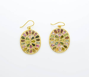 Schmuckoo Berlin - Multi Color Tourmaline Gold Earring Silver 925