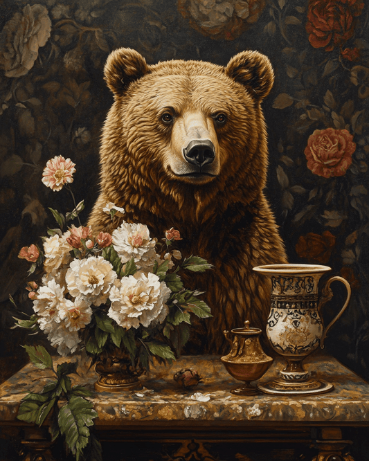 Mowbi - Vintage Grizzly Bear Portrait - Animal Still Life Wall Art Prints – 8″x10″ Artwork for 11″x14″ Frame