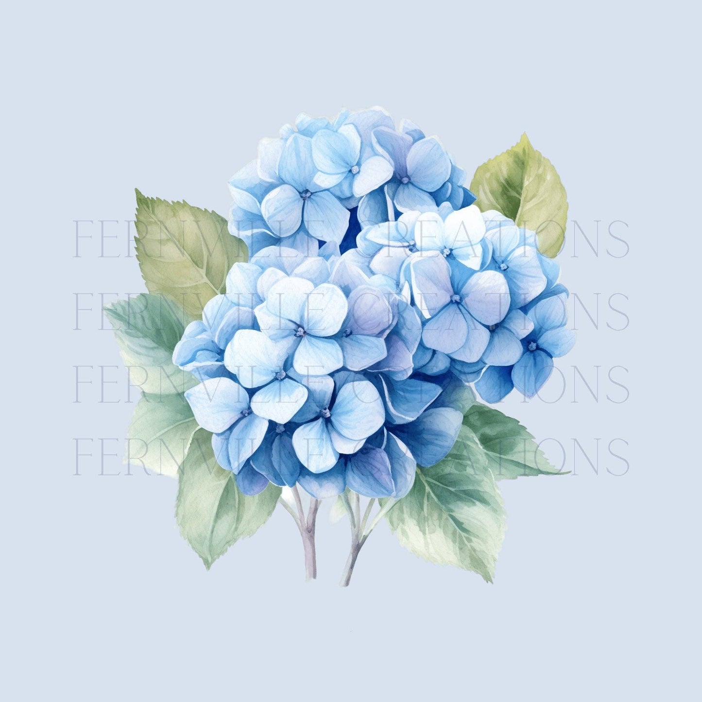 Fernville Creations - Blue Hydrangea Elegant Velour Hand Towel for Bath & Kitchen