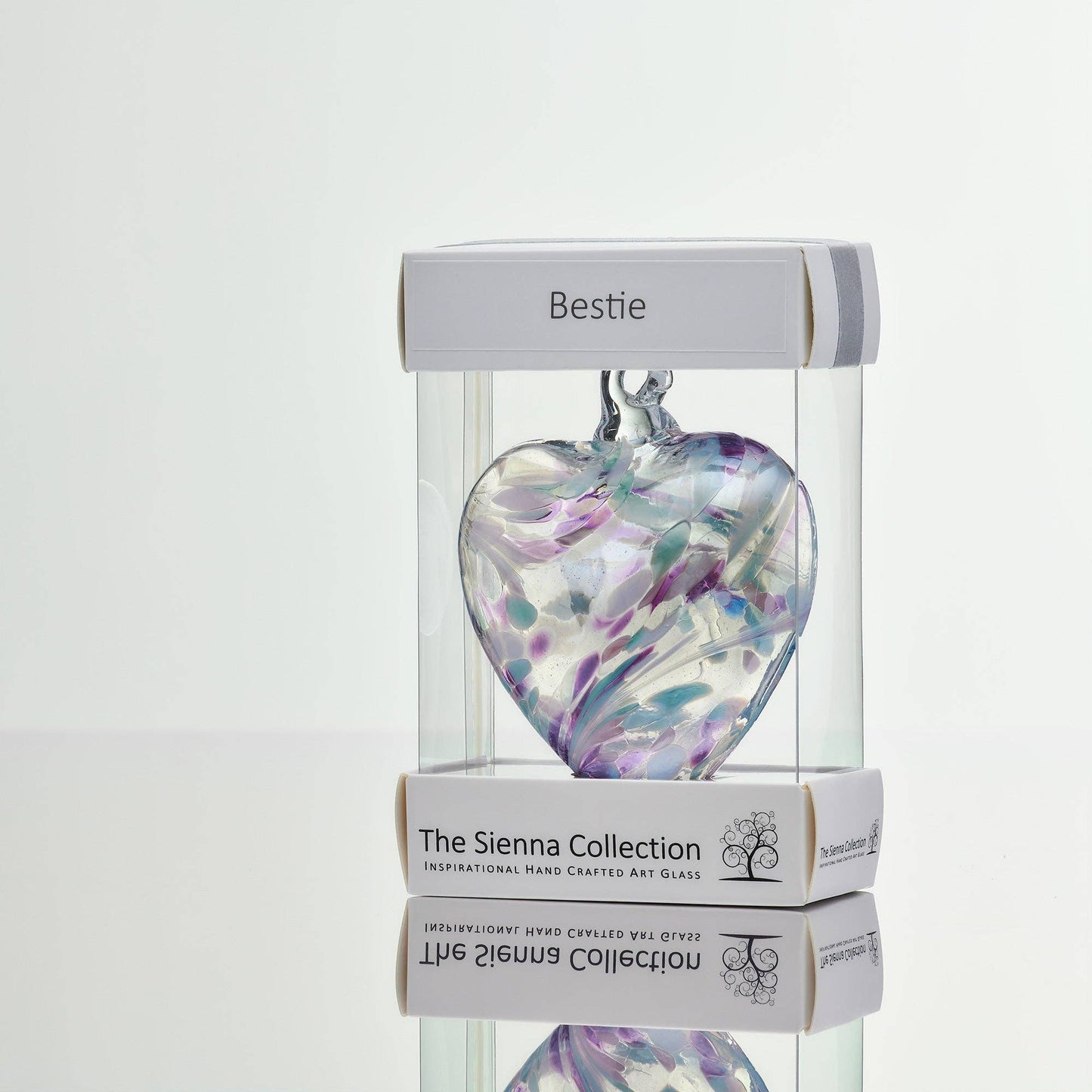 Sienna Glass - 8cm Friendship Heart - Bestie - Pearl