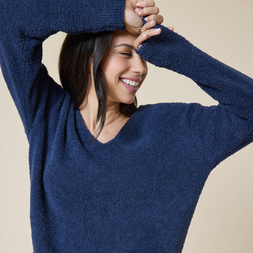 Softies - Solid Marshmallow V-Neck Lounge Set: Midnight / XL