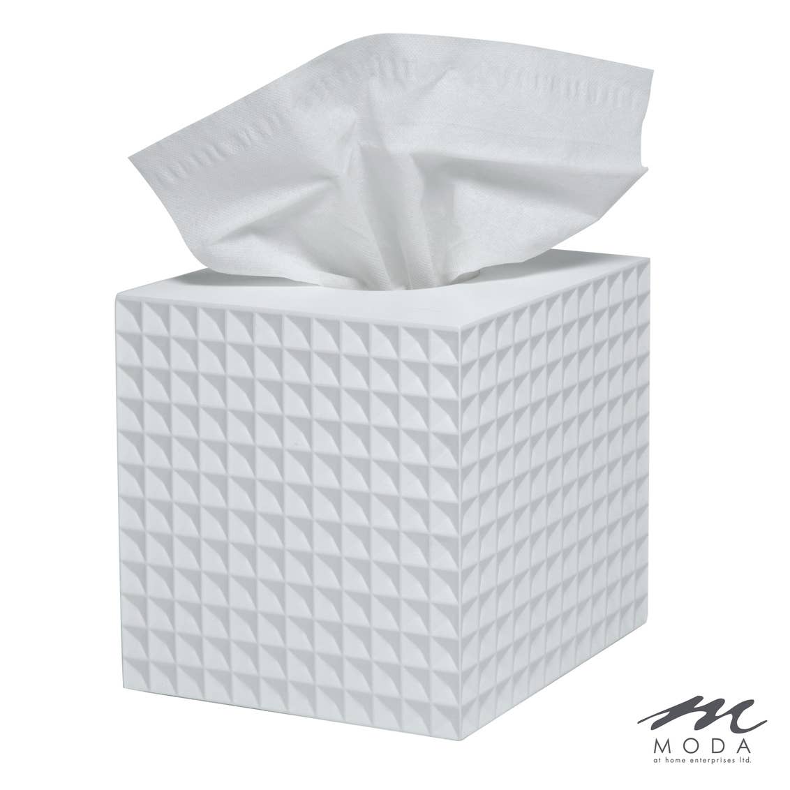 Moda at Home Enterprises, Ltd - Braemar Tissue Box Resin : White