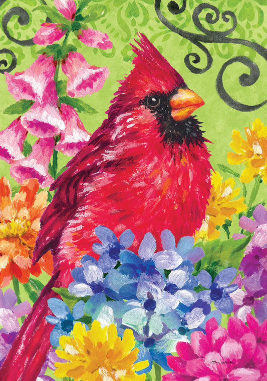 Custom Decor - Cardinal with Flowers-FM