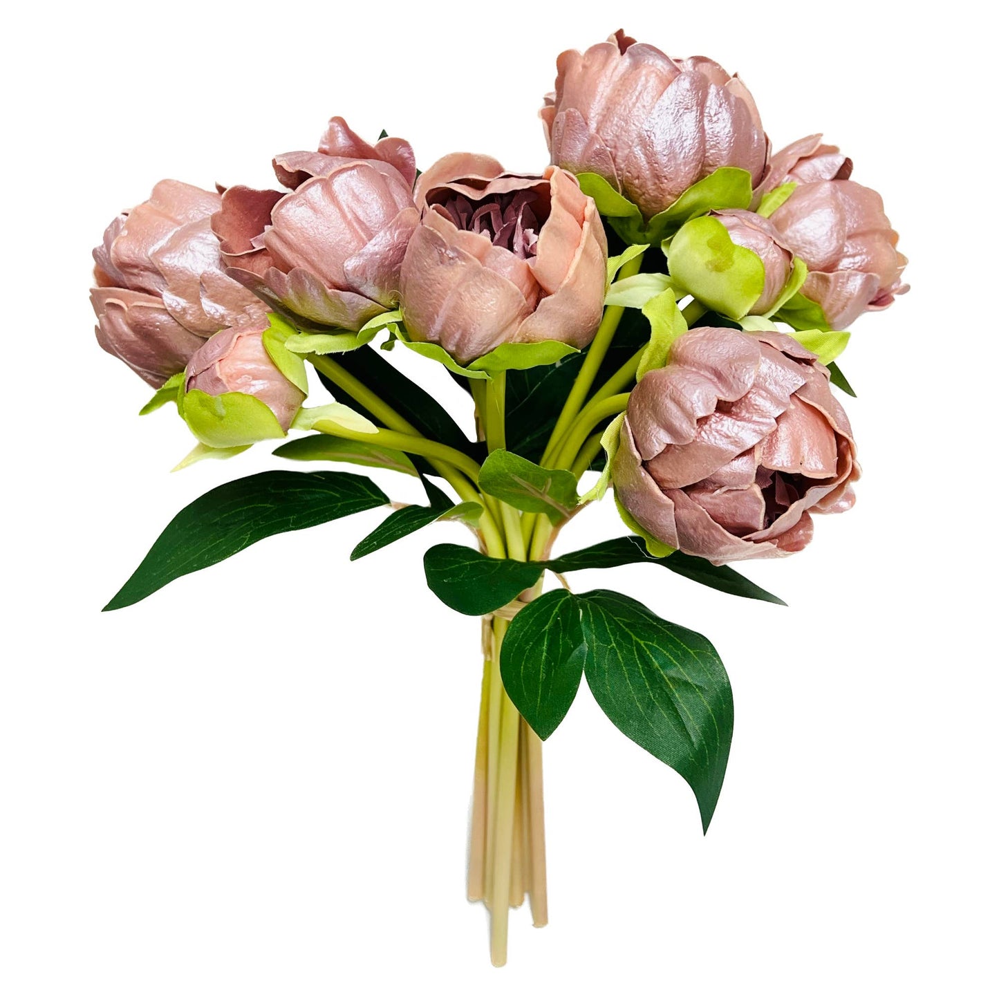 Angel Isabella - 10.5" Real touch artificial Peony bundle-8 Flowers and buds: Soft pink
