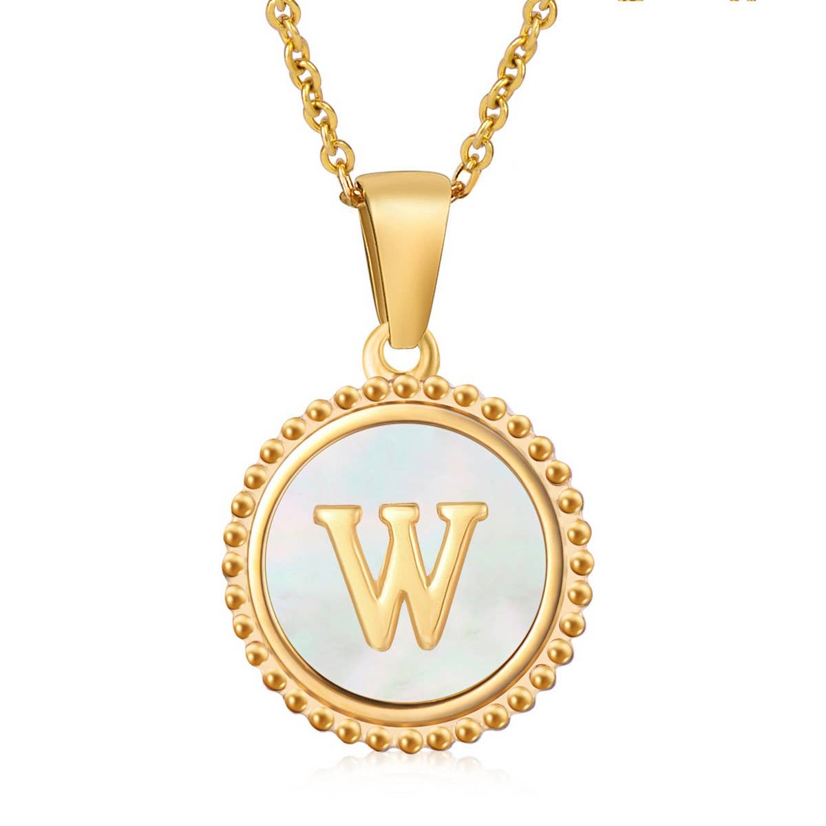ACCITY - 18K GOLD STAINLESS STEEL SHELL LETTER NECKLACE_CWAJE0686: TYPE23 / (OS) 2
