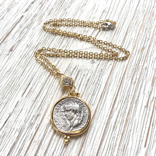 VB&CO Designs Handmade Jewelry - Greek coin necklace non tarnishing jewelry boutique