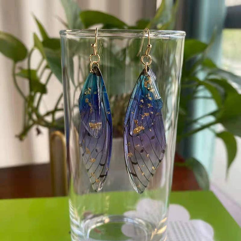 Mio Queena - Gradient Cicada Wings Butterfly Wings Earrings: F