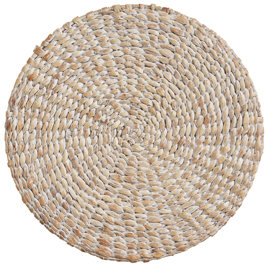 Split P - Braided Hyacinth Round Placemat - White