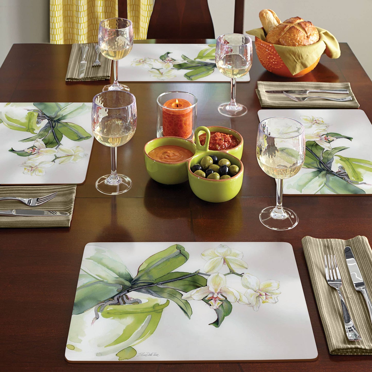 CounterArt/Highland Home/Thirstystone/CoasterStone - Cala Home White Orchid Decorative Hardboard Placemat