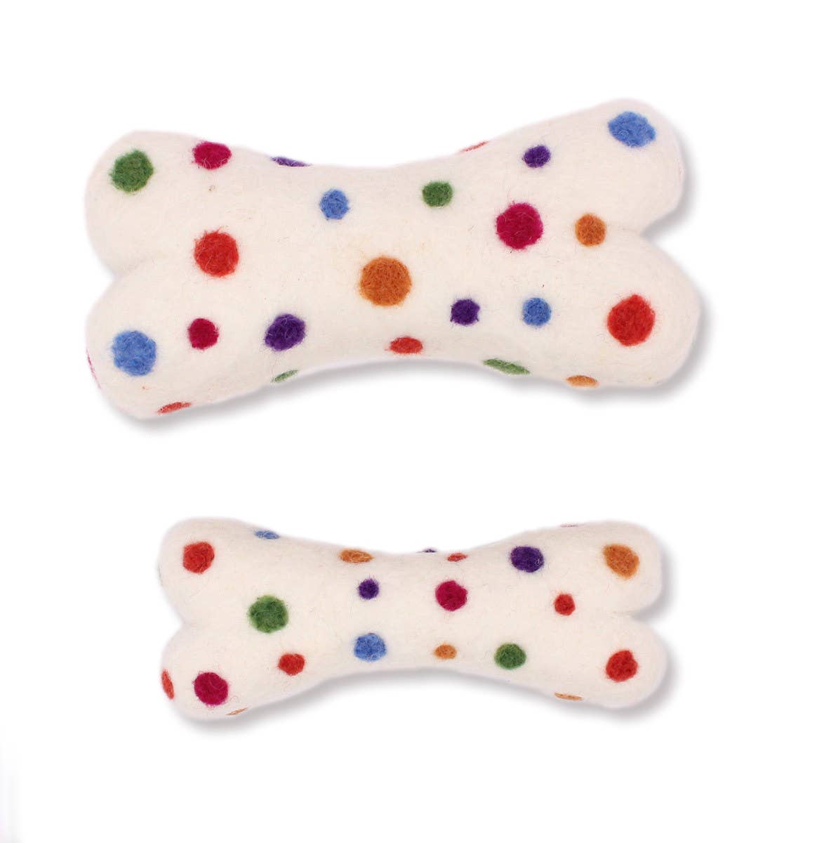 Ethical Global - Eco Wool Dog Bones/Toys: Polka Dot & Tie-Dyed (Fair Trade): Tye-Dyed / Large