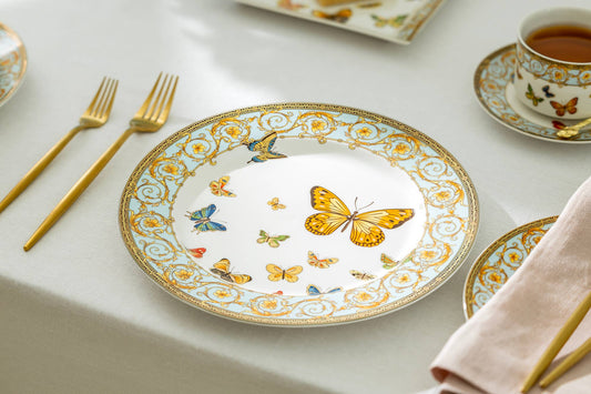 Grace Teaware - Butterflies with Blue Ornament Fine Porcelain Dinner Plate