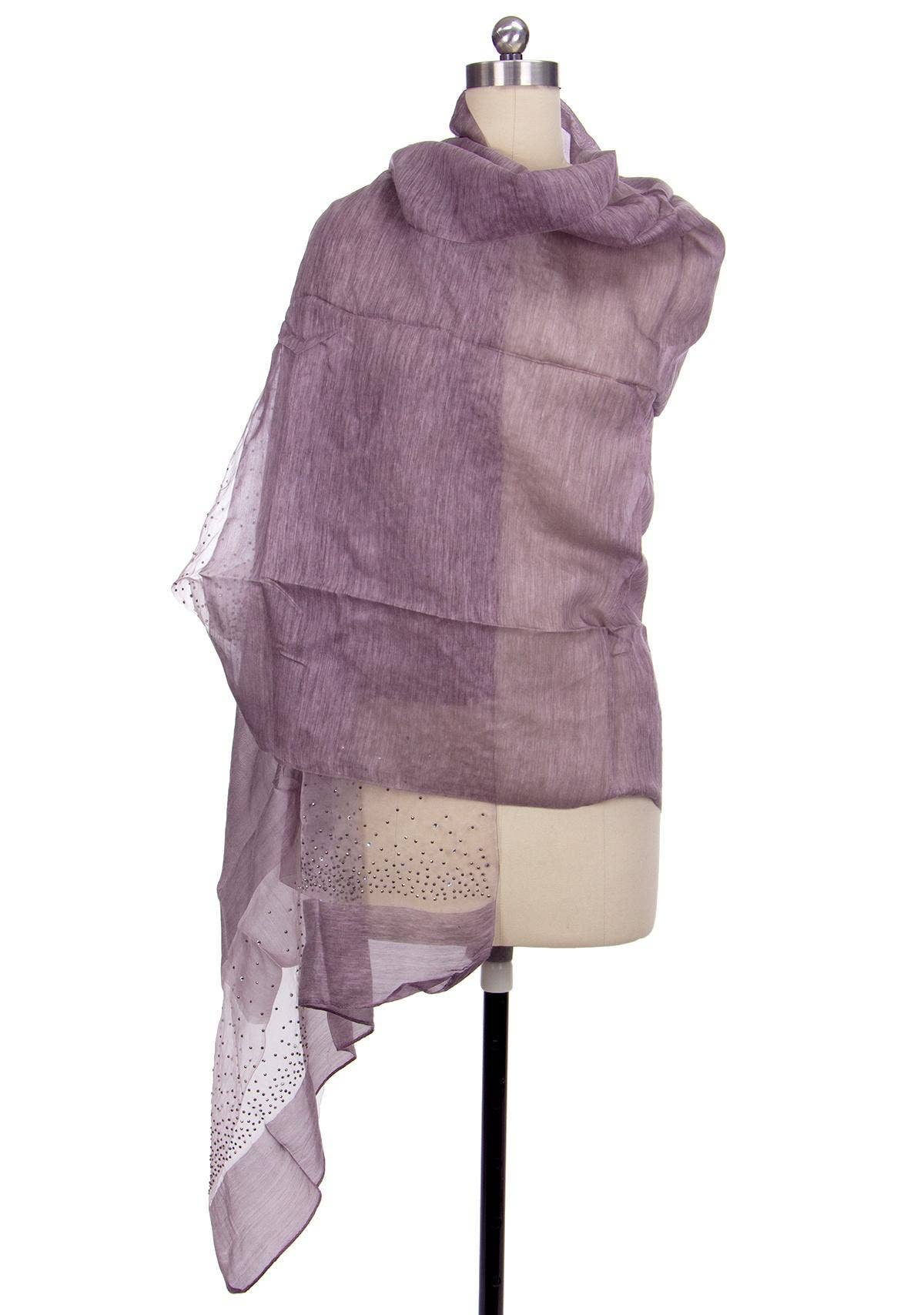 SAACHI - Star Gazer Wool Blend Sparkle Silk Scarf: Taupe