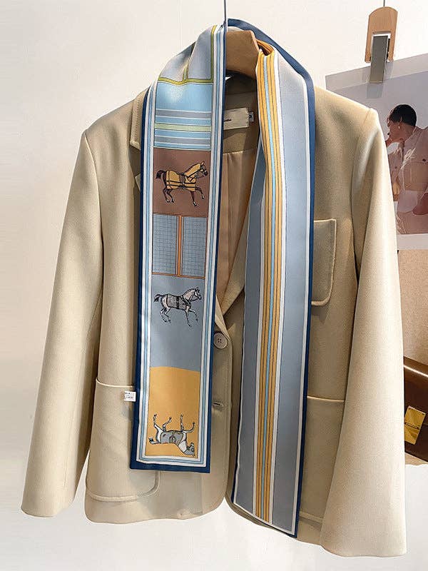 UZ Wholesale Store - Animal Printed Striped Scarf: BLUE / One_size