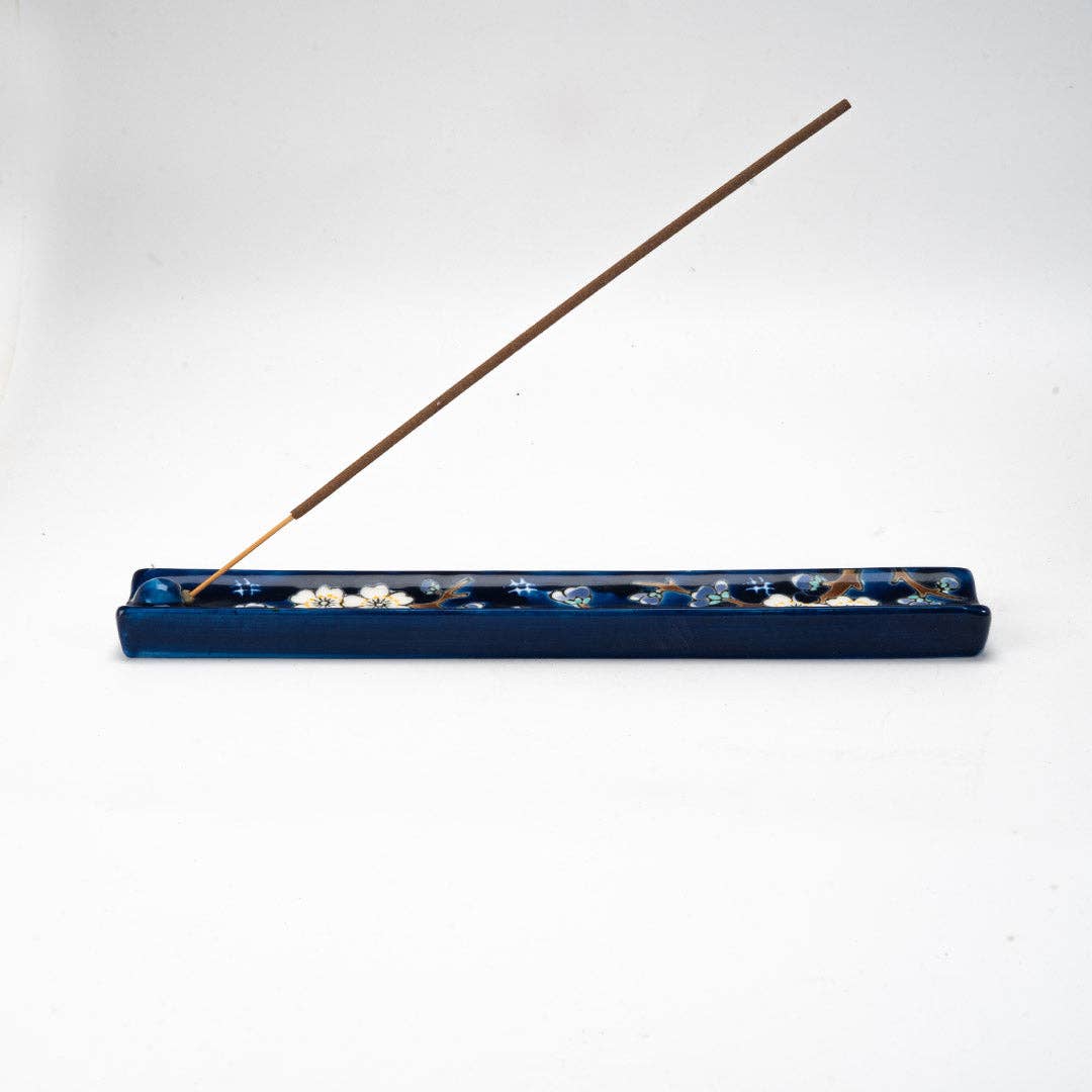 Urban Tokyo - Handpainted Ceramic Incense Holder 9 inch L Plum Blossoms (1/72)