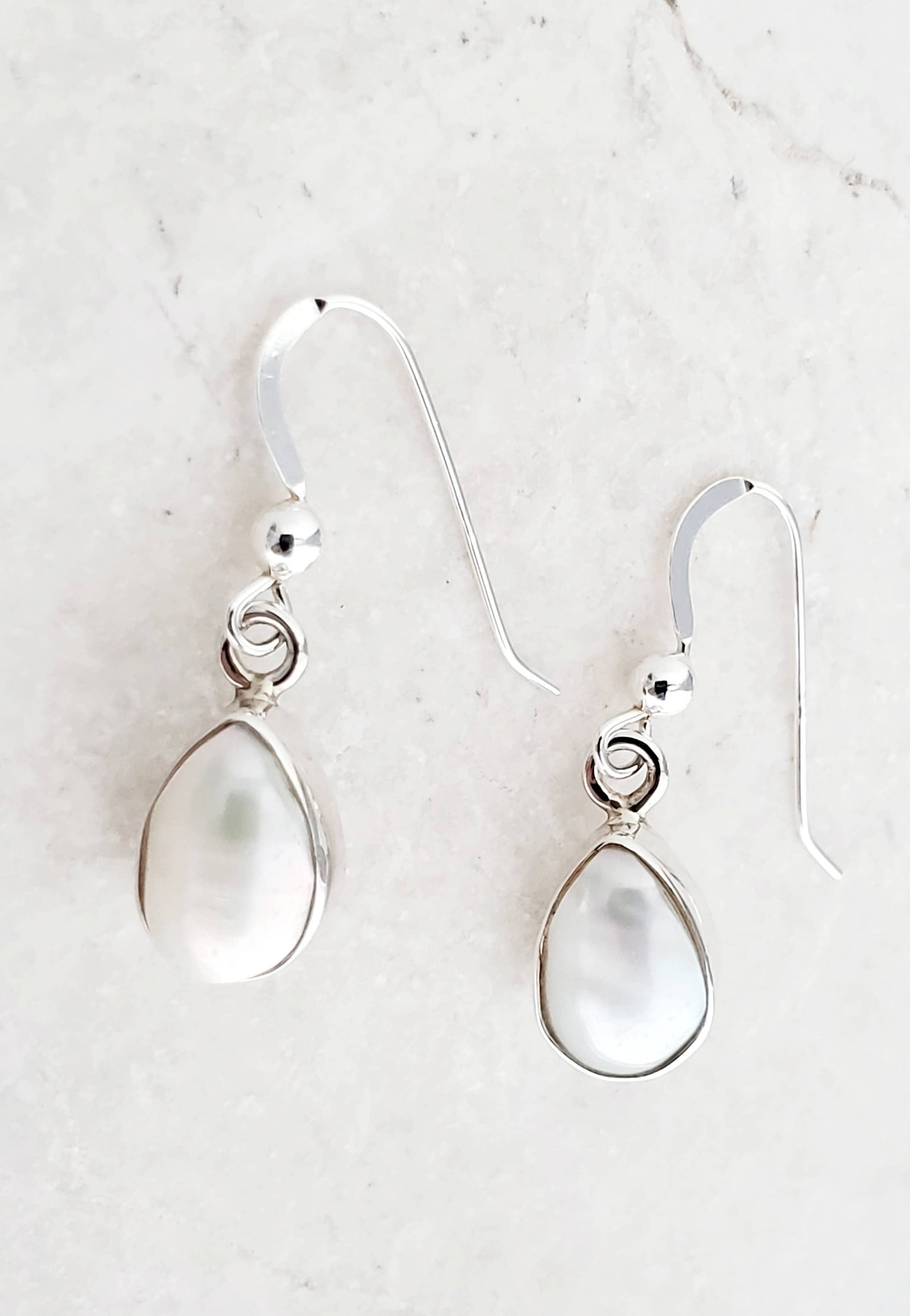 Sosie Designs - Sterling Silver Bezeled Teardrop Earring - Pearl