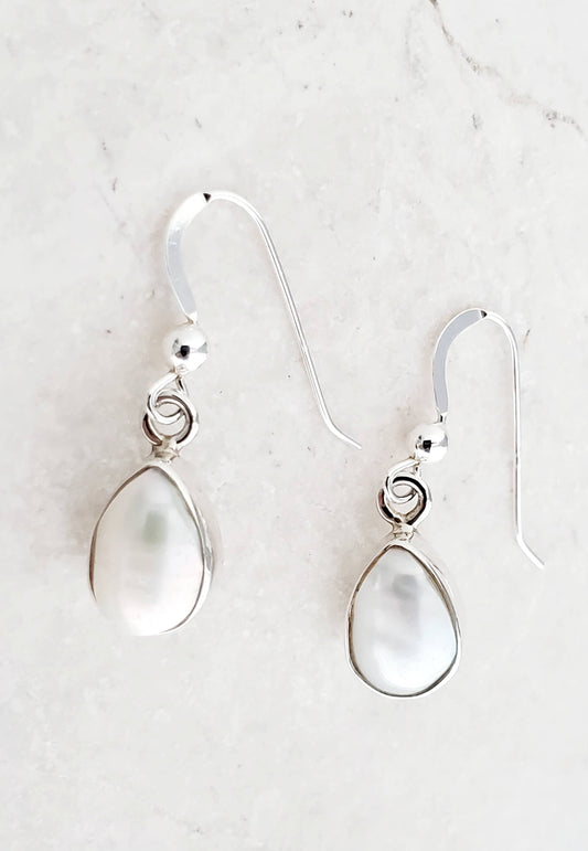 Sosie Designs - Sterling Silver Bezeled Teardrop Earring - Pearl
