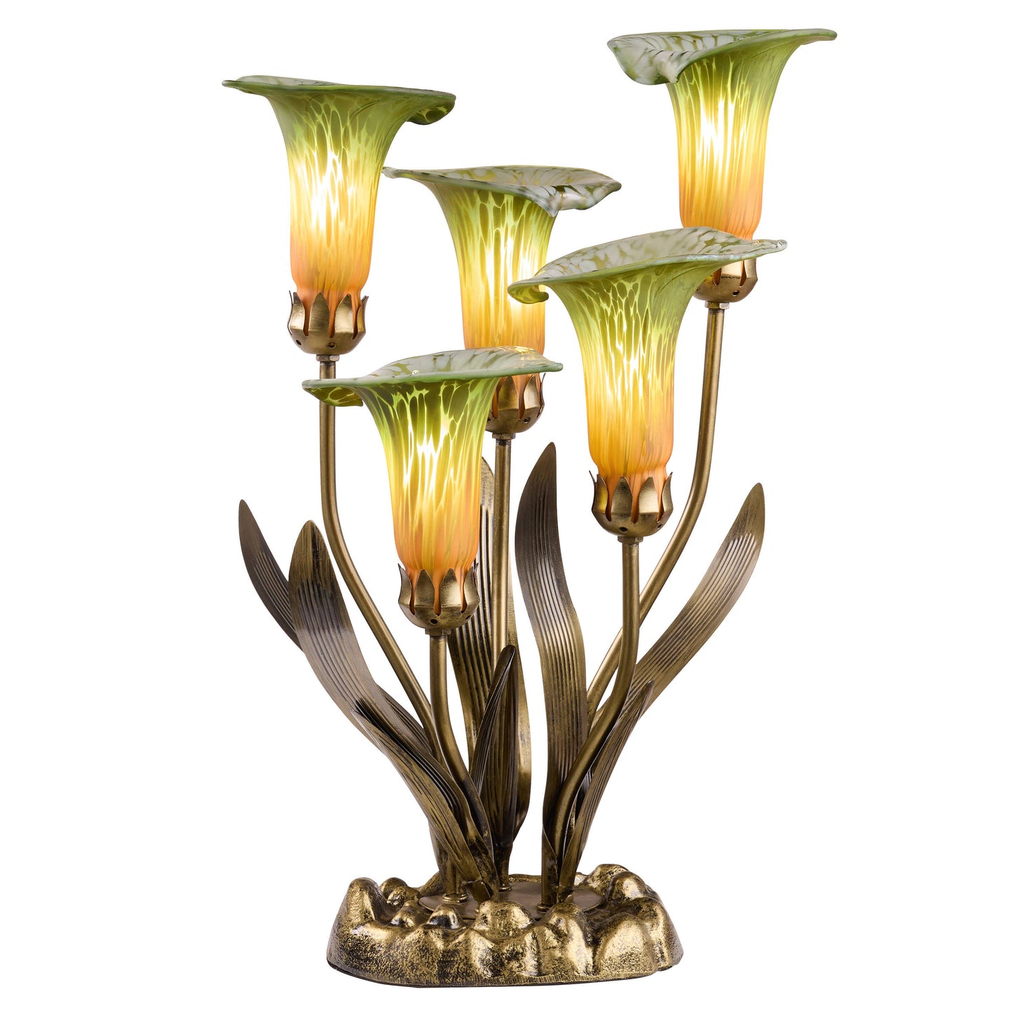 River of Goods - 20"H Green Hand Blown Glass 5 Calla Lily Uplight Accent Lamp