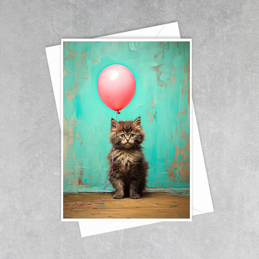 Salty Alyce - Birthday Party Kitty With Balloon Greeting Card 49AS