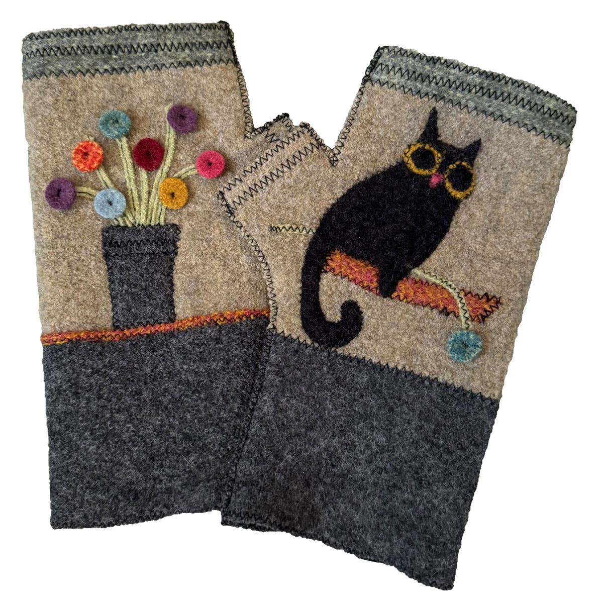 Woolflower - FG089 Boo Women's Wool Fingerless Gloves