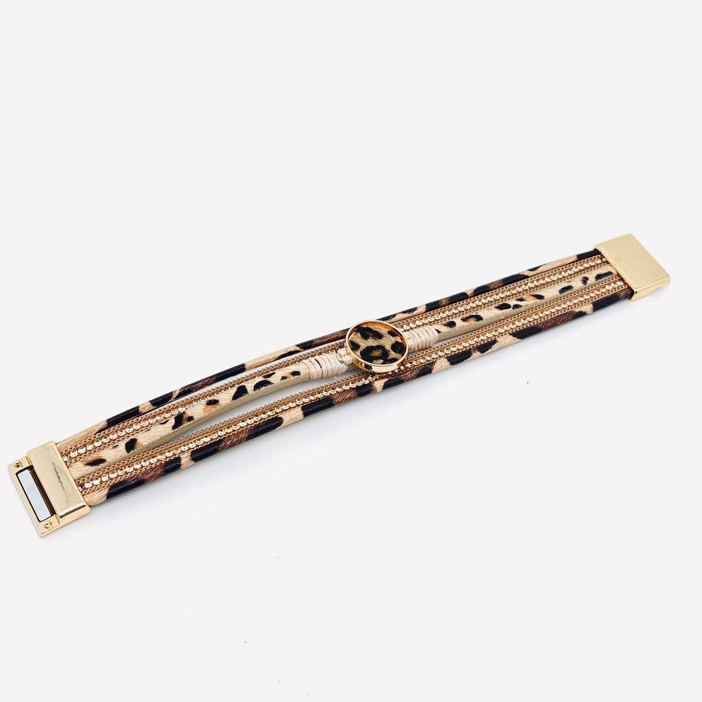 Mio Queena - Bohemian Multi-Layer Leopard Magnetic Buckle Bracelet