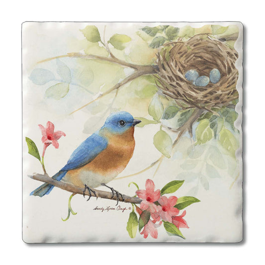 CounterArt/Highland Home/Thirstystone - Birdsong-Bluebird Absorbent Tumbled Tile Coaster 4pk
