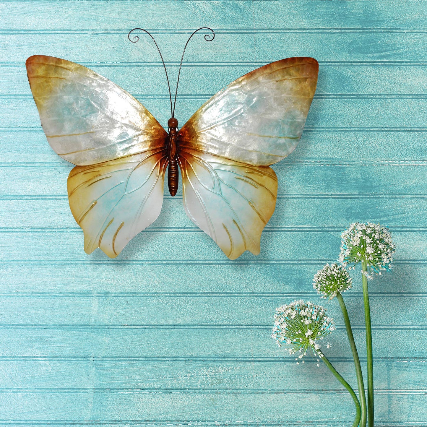 Eangee Home Design - Butterfly Wall Decor Pearl, Capiz & Metal, Indoor / Outdoor
